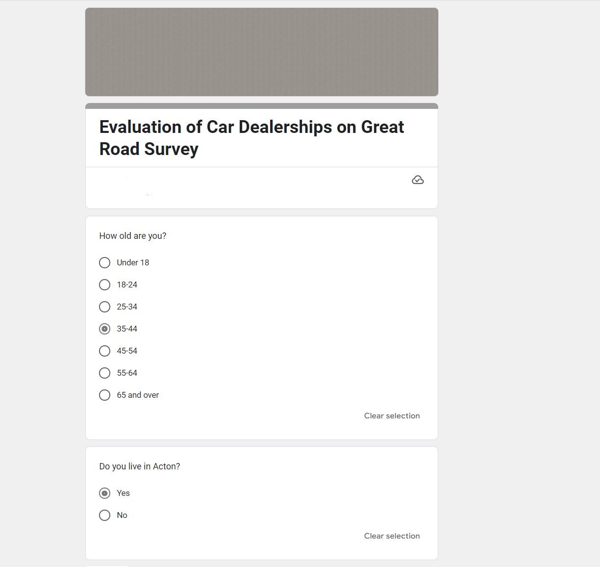 Great Road Car Dealership Survey Image